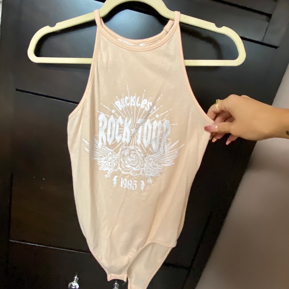 Light peach graphic bodysuit